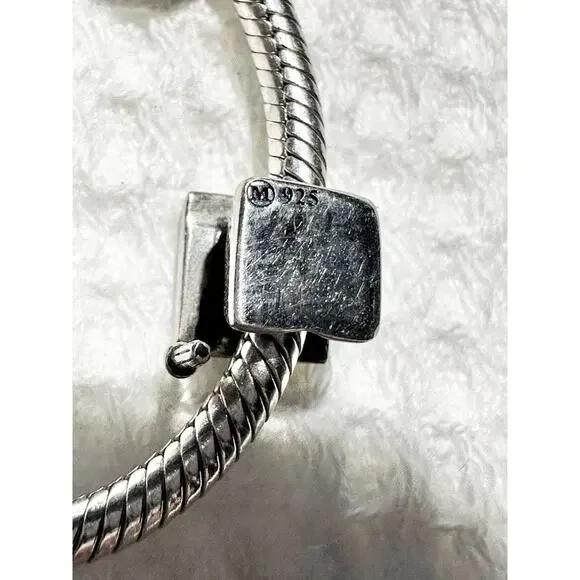 Donatella 925 Silver Charm Bracelet 7 Charms CROSS PRESENT GRADUATION Glass - Picture 7 of 10